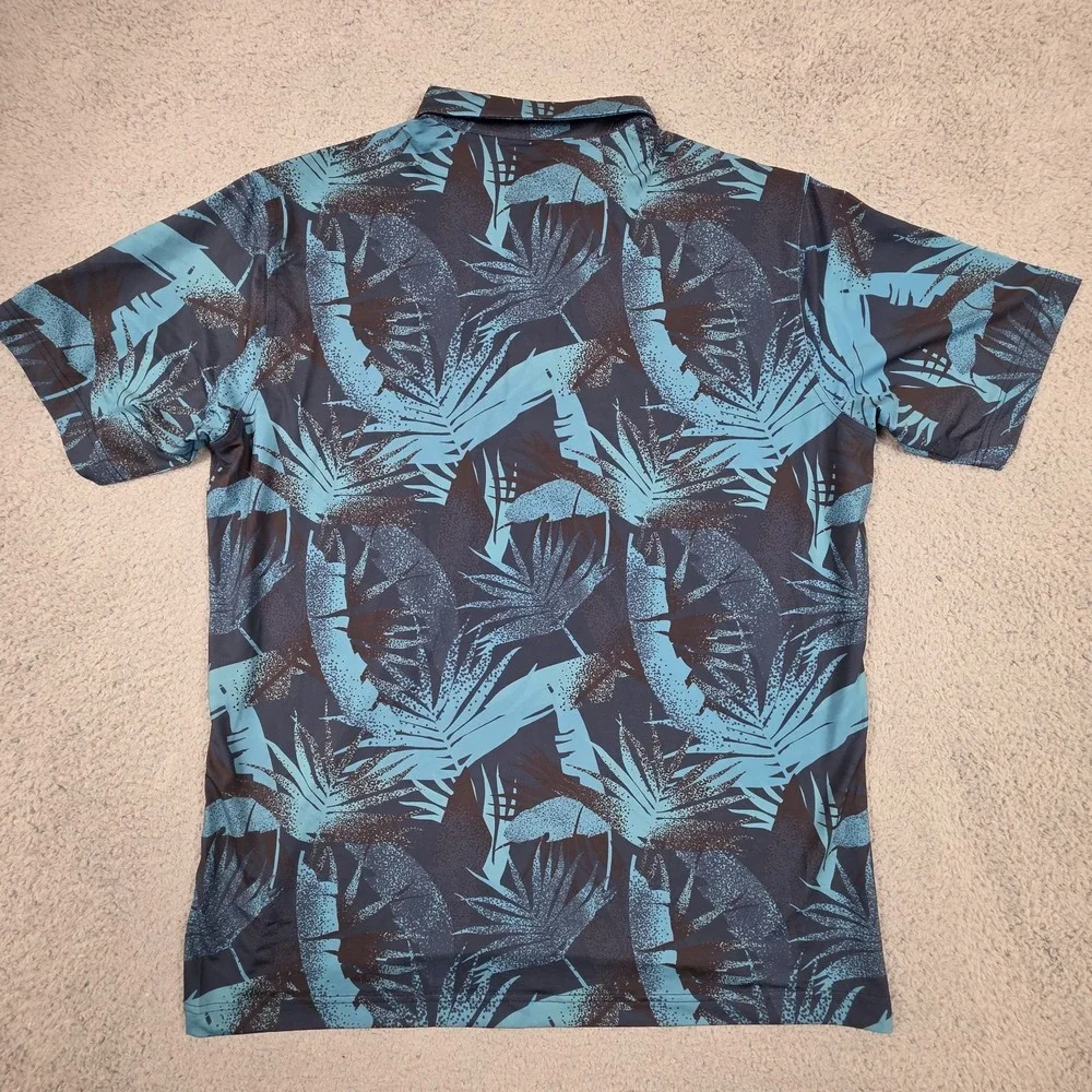 Waggle‎ Golf Polo Shirt Mens 2XL Blue Palms Performance Stretch NEW - Picture 8 of 11